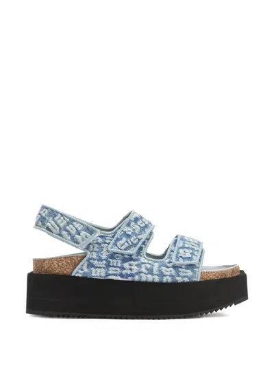Palm Angels Birk Platform Sandals In Blue