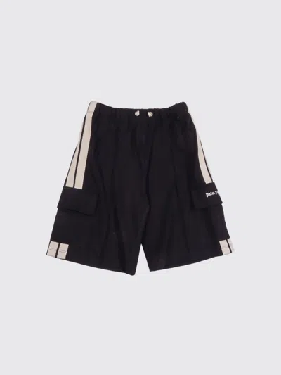 Palm Angels Kids Pa Track Cargo Shorts Boy In Black