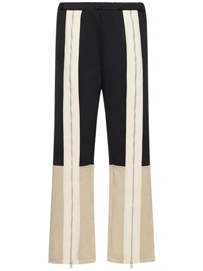 PALM ANGELS BLACK AND BEIGE TECHNO TRACK PANTS