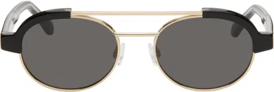 Palm Angels Black & Gold Artesia Sunglasses In Black Gold Dark Grey