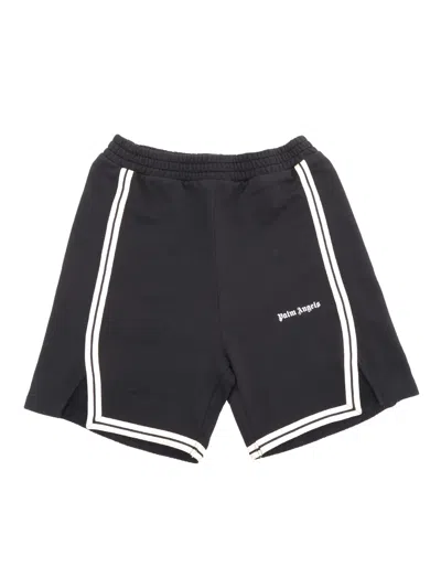 Palm Angels Kids' Black And White Shorts