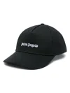Palm Angels Black Baseball Cap With White Logo Print In Multicolor