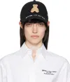 Palm Angels Black 'bear In Mind' Baseball Cap In Black Brown