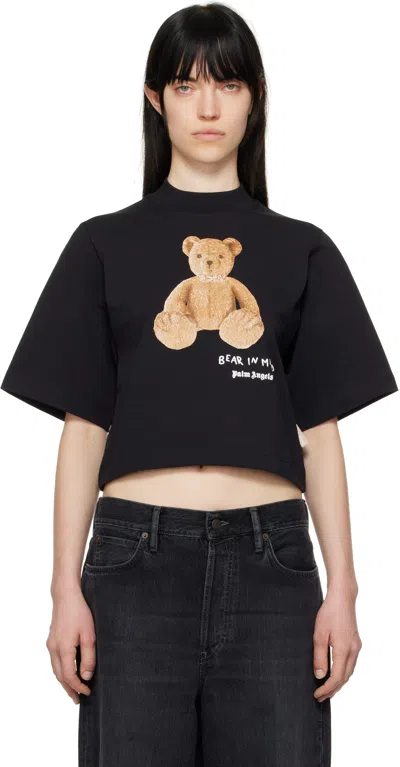 Palm Angels Bear-print Boxy T-shirt In Black