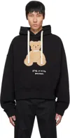 Palm Angels Men Bear In Mind Cotton Hoodie In Black - Brown