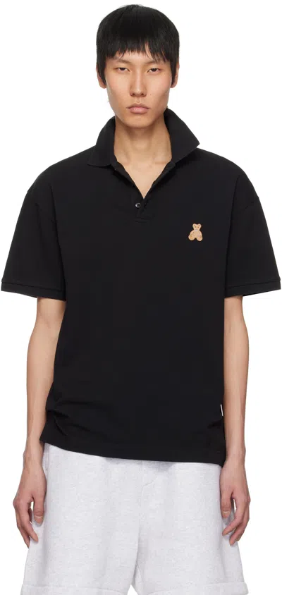 PALM ANGELS BLACK 'BEAR IN MIND' POLO