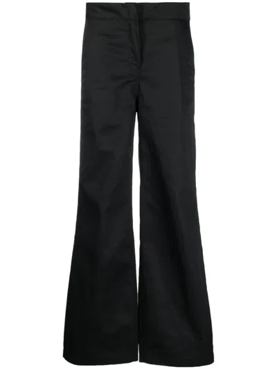 PALM ANGELS BLACK BLACK FLARE-LEG TROUSERS