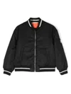 PALM ANGELS BLACK BOMBER JACKET WITH CURVED LOGO