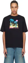 Palm Angels Burning Oasis Slim Fit Graphic T-shirt In Black - Multicolor