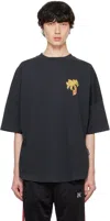 Palm Angels 'burning Palm Oversized T In Black Gold