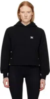 Palm Angels Black Button Hoodie In Black