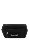 Palm Angels Black Canvas Cordura Belt Bag In Nero/bianco