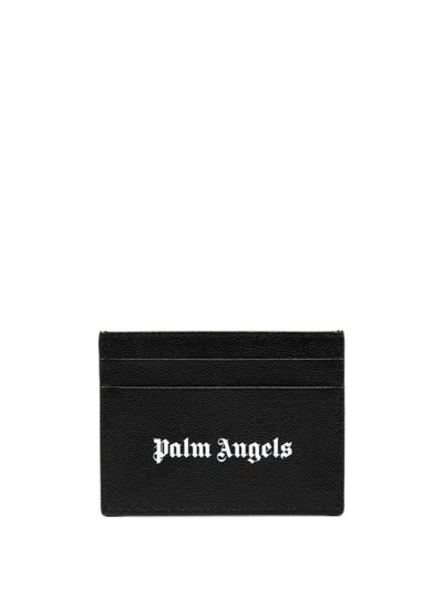Palm Angels Black Card Holder With White Logo