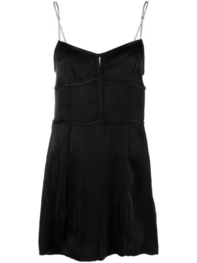 PALM ANGELS BLACK CHAIN-STRAPS MINI DRESS