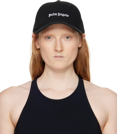 Palm Angels Black Classic Logo Cap In Black Off White