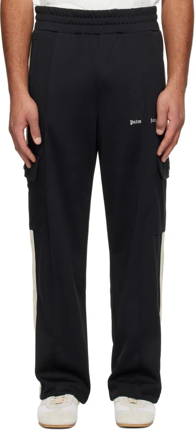 Palm Angels Black Classic Logo Cargo Track Pants In Multi
