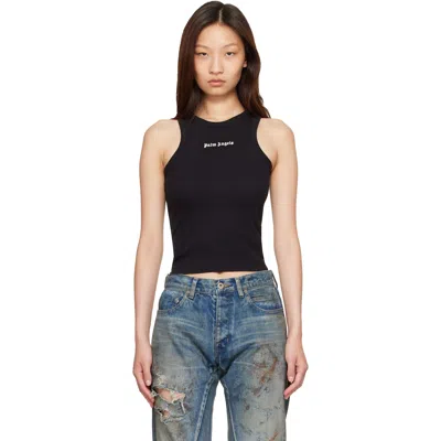 Palm Angels Black Classic Logo Fitted Tank Top In Multi