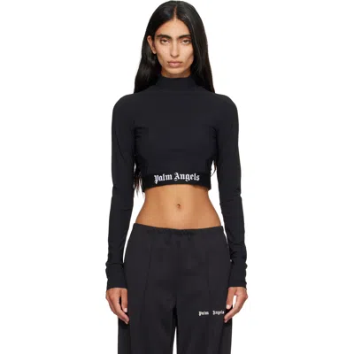 Black Classic Logo Long-sleeved Mockneck T-shirt from Palm Angels
