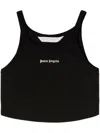 Palm Angels Black Cotton Cropped Top In Black