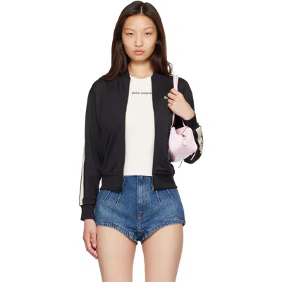 Palm Angels Black Classic Logo Track Bomber Jacket In Multi