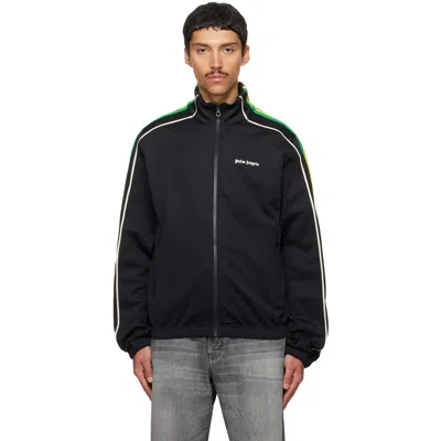 Palm Angels Black Classic Logo Vintage Track Jacket In Multi