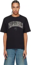 Palm Angels College Logo Print Crewneck T-shirt In Black - Vintage Bl