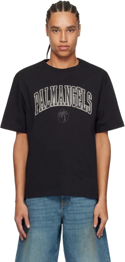 Palm Angels College Logo Print Crewneck T-shirt In Black