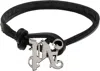 Palm Angels Monogram Leather Cord Bracelet In Black - Silve
