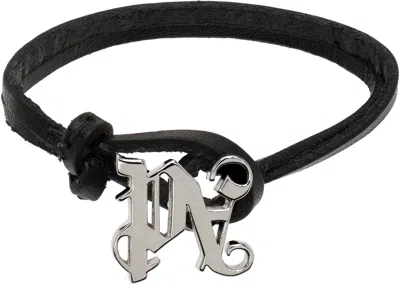 PALM ANGELS BLACK CORD MONOGRAM BRACELET