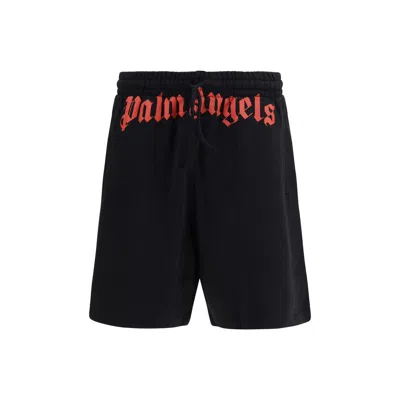 Palm Angels Logo Bermuda Shorts Side And Back Pockets In Black