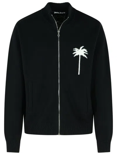 Palm Angels Palm Inlay Knit Jacket In Black