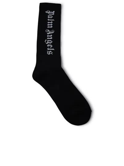 Palm Angels Black Cotton Blend Vertical Socks