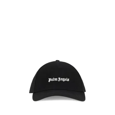 Palm Angels Logo Baseball Cap Curved Brim Design In Black