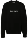 Palm Angels Black Cotton Crew Neck Sweatshirt With White Logo