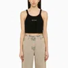 PALM ANGELS PALM ANGELS BLACK COTTON CROPPED TOP WOMEN
