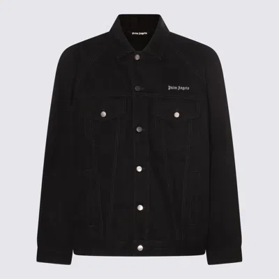 Palm Angels Logo-embroidered Denim Jacket In Black