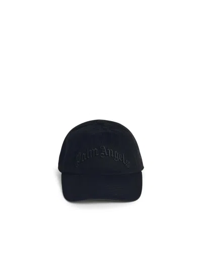 Palm Angels Hat Cotton Curved Brim In Black