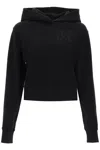 Palm Angels Brushed Cotton Hoodie With Embroidered Hoodie In Black Black