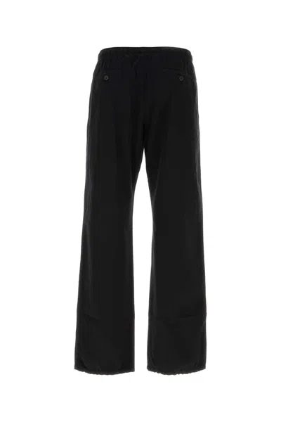 Palm Angels Black Cotton Joggers In Blackwhit