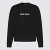 Palm Angels Black Cotton Crew Neck Sweatshirt With White Logo