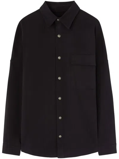 PALM ANGELS PALM ANGELS BLACK COTTON SHIRT WITH FRONT POCKET