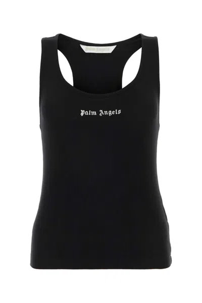 PALM ANGELS BLACK COTTON STRETCH TANK TOP