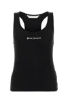 Palm Angels Stretch Ribbed Cotton Tank With Cut-out Detailing In Black