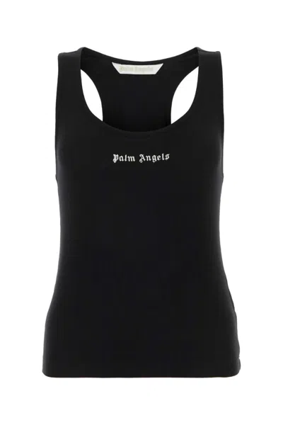 PALM ANGELS BLACK COTTON STRETCH TANK TOP