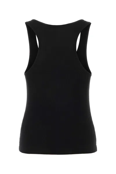 Palm Angels Stretch Ribbed Cotton Tank With Cut-out Detailing In Black