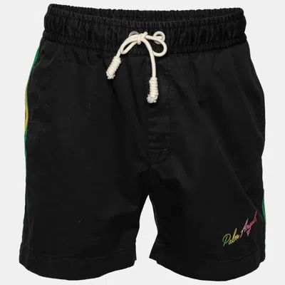 Pre-owned Palm Angels Black Cotton Stripe Trimmed Shorts M