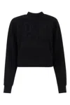 Palm Angels Cropped Cotton Sweatshirt With Ribbed Crew-neck