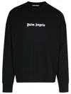 Palm Angels Black Cotton Crew Neck Sweatshirt With White Logo In Black