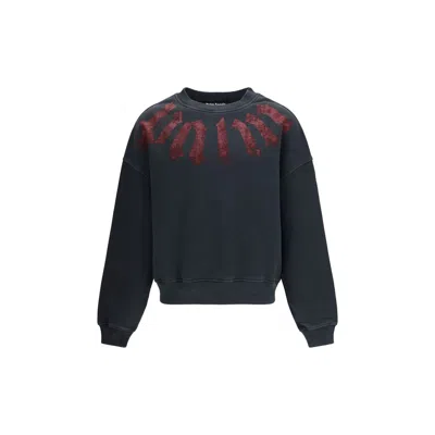 Palm Angels Big Neck Logo Sweatshirt In Black