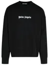 Palm Angels Black Cotton Crew Neck Sweatshirt With White Logo In Black